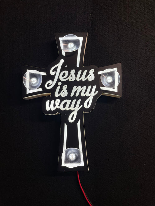KRZYŻ LED "Jesus is my way"