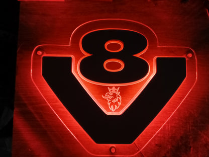 Znak V8 Plexa 10mm dioda red