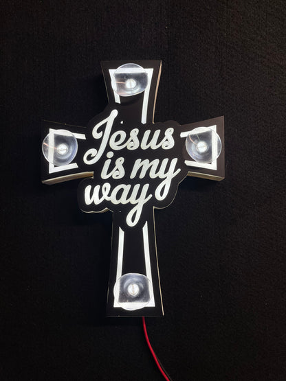 KRZYŻ LED "Jesus is my way"
