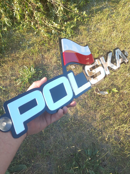 Tabliczka POLSKA z flagą plexa