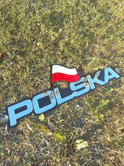 Tabliczka POLSKA z flagą plexa