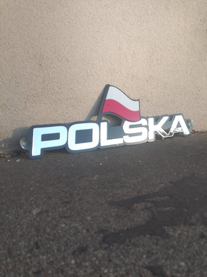 Tabliczka POLSKA z flagą plexa